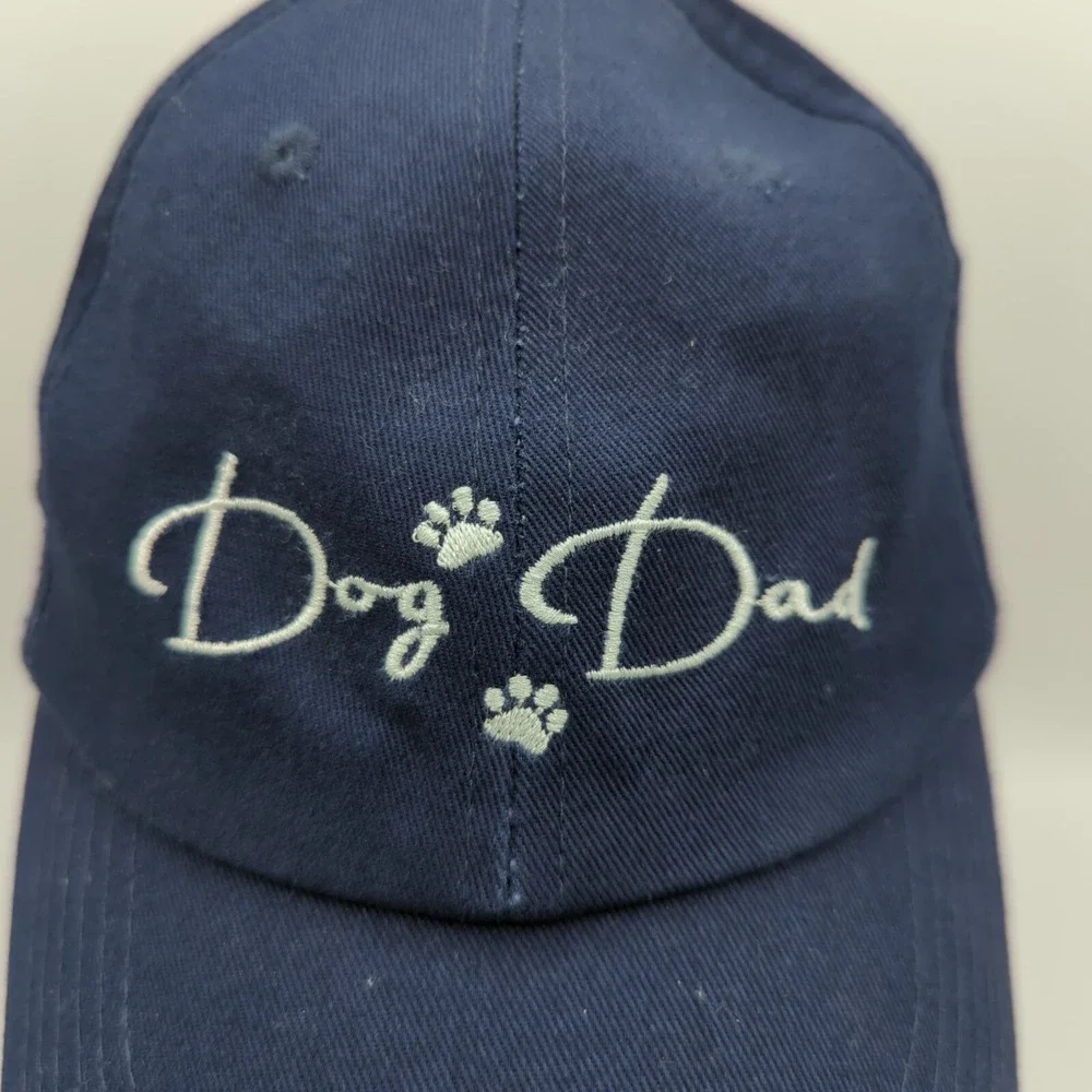 Lot of 2 Dog Mom & Dog Dad Baseball Hat Cap OSFA Teal Navy Blue Adjustable